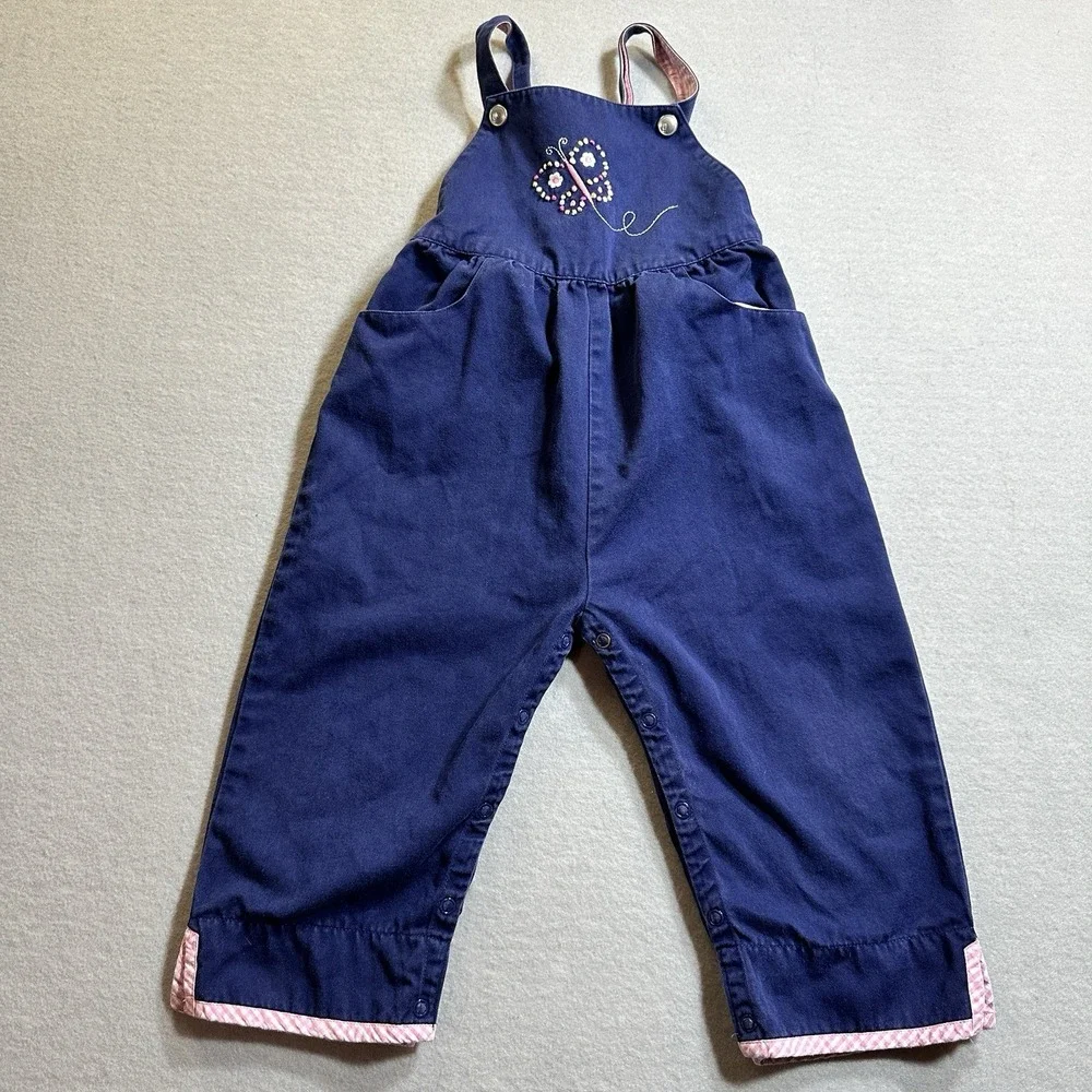 Vintage Gymboree Flower Power‎ Embroidered Overalls Girls 18-24 Month Cottage